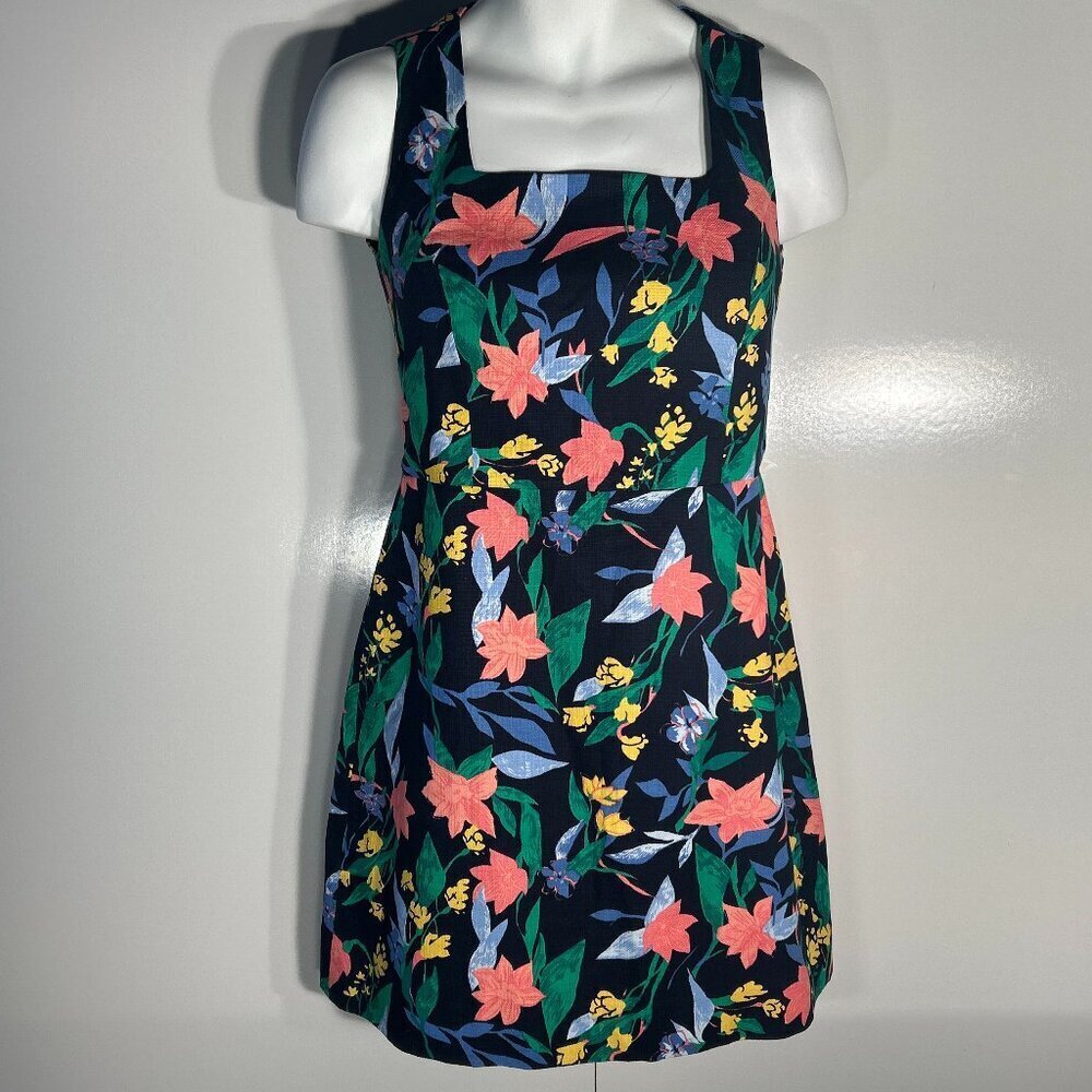 J. Crew SZ 10 Floral Basket Weave Square Neck Dress Career Dressy or Casual - Picture 3 of 10